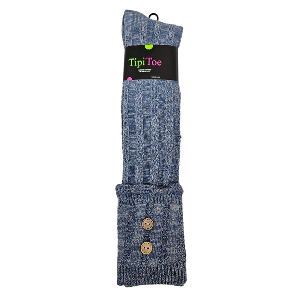 NWT Tipi Toe Marled Light Blue Cable Knit Knee High Boot Socks Over Knee Socks‎ - Picture 1 of 11